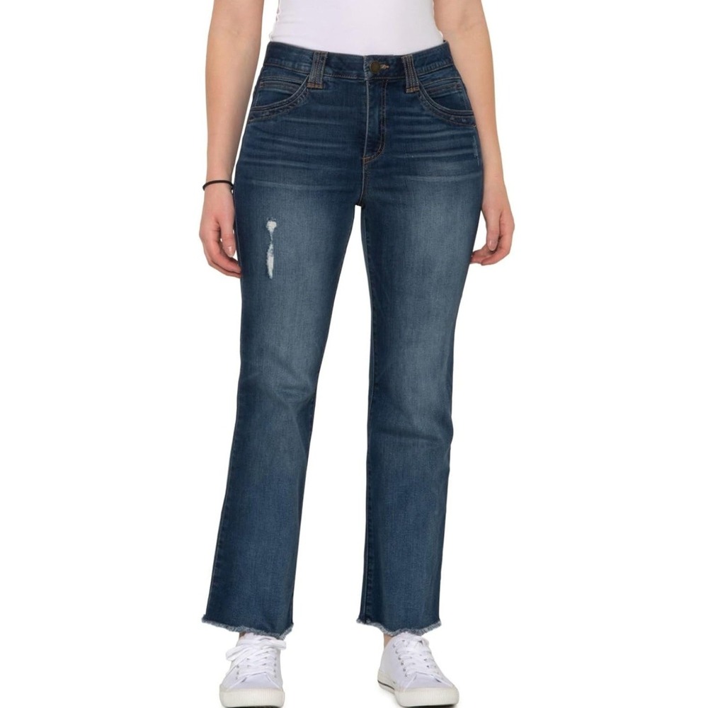 Democracy Ab Technology Bootcut Jeans Blue Distressed Raw Hem B2481KFOOKX